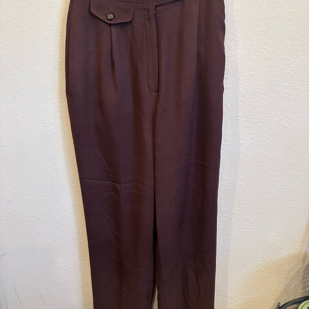 Women’s vintage Dana Buchanan Petites Brown Pants 100%silk